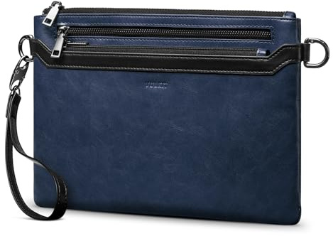VULKIT RFID Blocking Clutch Bag for Men, Large Men’s Wristlet Wallet, Business Handbag, Crossbody Carry Compatible (Shoulder Strap Not Included)