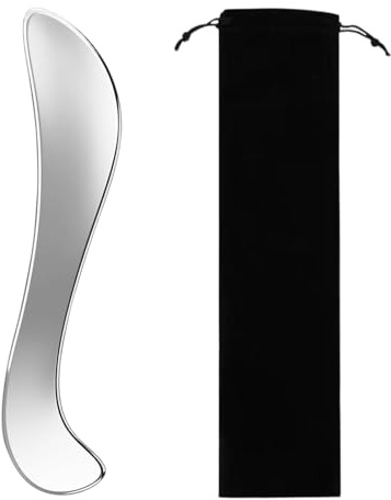 Stainless Steel Gua Sha Tool, Muscle Scraper with Black Storage Bag, Great Soft Tissue Mobilization Tool for Back, Legs, Arms, Body