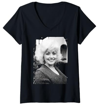 Femme Dolly Parton, chanteuse Country et Western 1980 T-Shirt avec Col en V