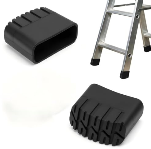 Rubber Ladder Feet Replacement 50 x 20 mm, Durable Non-Slip End Caps for Folding Ladders and Step Stools, Black 2 Pack | ladder feet ladder pads ladder foot pads