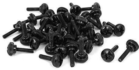 sourcing map 40 Stück M3 x 12mm gerändelte Kopf Rändelschraube schwarz | für Rändelschraube Computer PC Gehäuse
