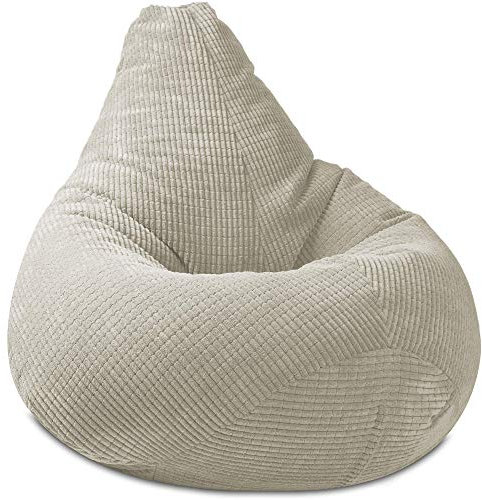 Gilda ® Highback Gamer Beanbag Chair with Amazing Back Support. Thick & Comfy DaVinci CORDUROY bean bag Lounger. Suitable for adult & kids. Ideal gaming chair for bedroom/lounge FILLING INCLUDED CREAM