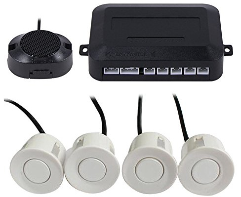 Frostory Car Reverse Backup Parking Sensor Radar System, Buzzer Beeps, Detection Distance:30~150CM, Waterproof Sensors (22mm Diameter 2.3M Cable) 4 Packs X60D (White)