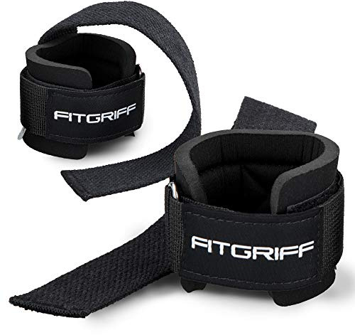 Fitgriff® Lyftremmar + handledsstöd stoppning – bekväma gymremmar för tyngdlyftning, bodybuilding, gym, träning – män och kvinnor Svart