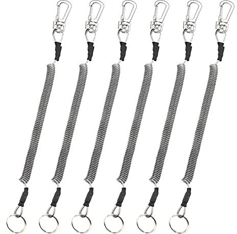 Booms Fishing T04 Fishing Coiled Lanyards with Spiral Retractable for Fishing Pliers/Tools