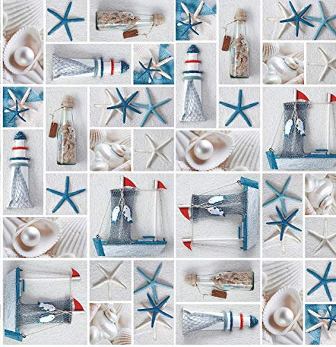 Wachstuchtischdecke Wachstuch Tischdecke Gartentischdecke Rund Oval Seesterne Oval 130 x 200 cm abwaschbare Wachstischdecke