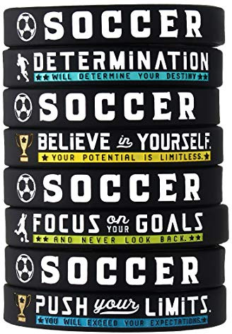 Inkstone Soccer Bracelets with Motivational Sports Quotes Silicone Rubber Wristbands Gift