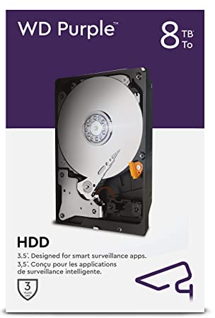 WD Purple interne Festplatte 8 TB (3,5 Zoll, Festplatte für Überwachungskamera, 7.200 U/min, 256 MB Cache, 360 TB/Jahr Workloads, SATA 6Gb/s, für Dauerbetrieb) violett