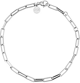 LUUK LIFESTYLE Pulsera de eslabones de acero inoxidable, longitud ajustable, diseño simple, regalo joyería para San Valentín, cumpleaños, amigo invisible, enamorado, complementos de moda, plateado