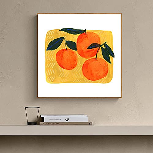 Abstrakte Früchte Orangenbaum Leinwand Malerei Wandkunst Aquarell Bild Poster Drucken Wohnzimmer Korridor Dekoration19,6 x 19,6 (50x50 cm) Kein Rahmen