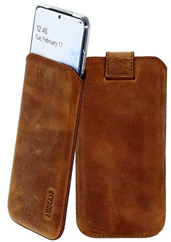Suncase Etui Tasche kompatibel mit Samsung Galaxy A13 Hülle mit ZUSÄTZLICHER Case/Schale/Bumper Lasche mit Rückzugfunktion Handytasche Ledertasche Schutzhülle in antik-Coffee