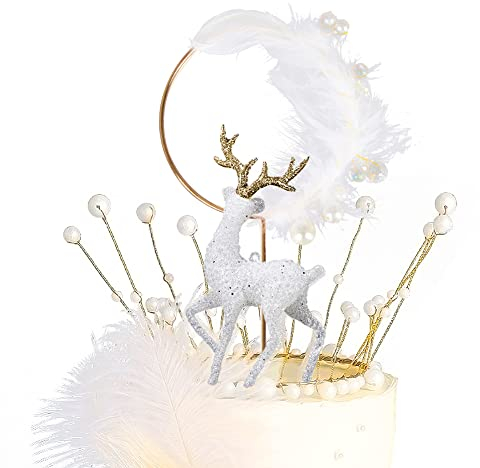 Doyomtoy Décoration de Gâteau de Renne - Couronne et Ailes d'Ange en Cristal pour Noël et Fêtes