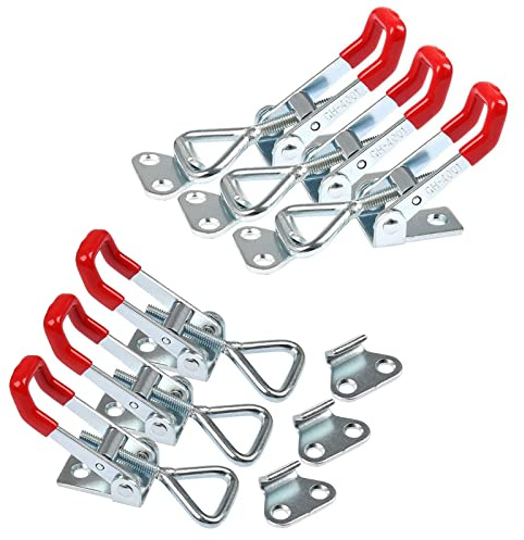 FLAVNTEL Loquet à Bascule en Métal 6Pcs Sauterelles de Menuisier Réglable Rapide Pince à Bascule Fixation Boucle avec pour Fixation et Serrage, Capacité de Rétention 100 kg / 220 lbs