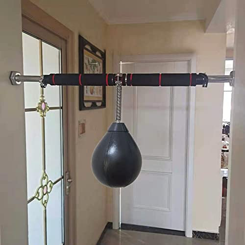 INKCOR Punchingball Speedball Speed-Boxball mit Verstellbarer Klimmzugstange, Stress-Boxsäcke Zur Deckenmontage für Kinder Ab 8 Jahren/Erwachsene, Schwarz (Size : Bar 100-150cm)