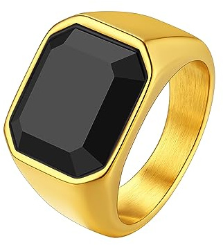 Richsteel Anillo Dedo Gordo Hombre, Anillo Sello Talla 72.2, Dorado