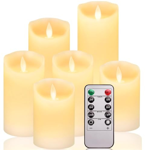 HEPAZ Candele a LED,Candele LED,Set di 6 Candele senza fiamma,Candele Flickering Flameless,LED tea lights Tremolante con Telecomando e Funzione Timer per Compleanno/Festa/Matrimonio/Hotel