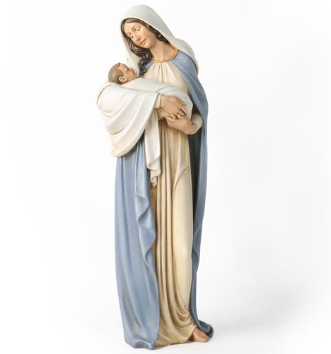 Buildclassic - Statua della Madonna cattolica con bambino, statua della Beata Vergine Maria, regalo religioso della Santa Madonna per la casa, altezza 32,4 cm, dipinto a mano, scultura classica