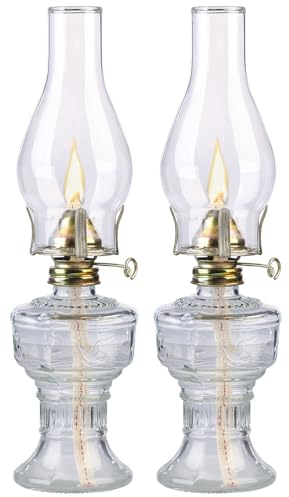 Lunartec Retro-Petroleumlampe: 2er-Set Petroleum-Sturmlaterne, Abnehmbarer Dochteinsteller, 32 cm (Sturmlaternen mit Glaskolben, Indoorlaterne, Zylinder)