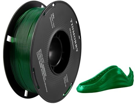 Filament TPU 1,75 mm, TINMORRY Flexibles 95A TPU 3D-Druck-Filament für FDM 3D-Drucker, 1 kg, 1 Spule, Transparent Smaragdgrün