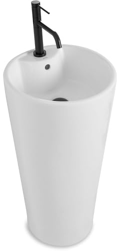 Rea VASQUE AUTOPORTANTE BLANKA Lavabo Salle de Bain 40 x 40 x 85 cm en Céramique (Blanc)