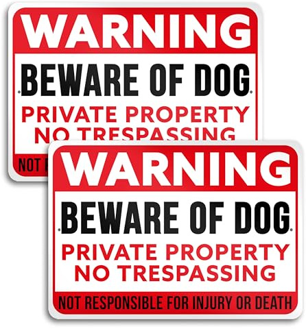 2 PC Beware of Dog Sign - 10x7 inches Aluminum No Trespassing Signs - Private Property