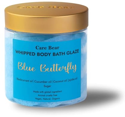 CareBear Blue Butterfly Serie, mit Jojobaöl, Kokosöl, spendet Feuchtigkeit und samtig weiche, natürliche Inhaltsstoffe für seidige Haut (200g)