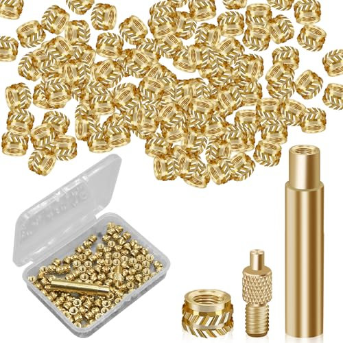 120Pcs M3 Brass Heat Set Threaded Insert Kit - 3D Printer Accessories with Solder Adapter for Metal, Nut Inserts M3*4*5 and Installation Tip - 3D Printing Hardware Parts