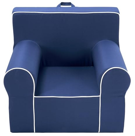 Heritage Kids Navy Everywhere Foam Armchair with Carry Handle and Removable Cover,25x21x 22,Ages 3+