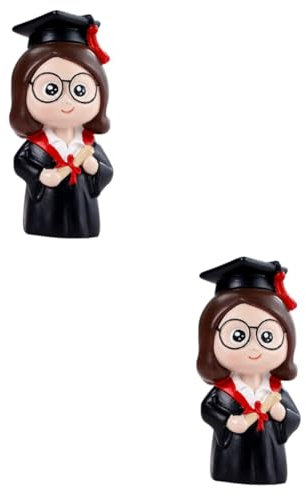 MOLUCKFU 2pcs Graduation Cake Decoration Lovely Doctor Doll Cake Ornament for Graduation Parties Unique Cartoon Sculpture for Themed Celebrations for Doctoral Graduates