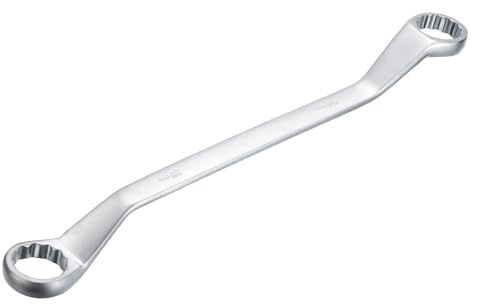 QUARKZMAN Gekröpfter Doppel-Ringschlüssel 34mmx36mm Metrisch 45 Grad Offset 12 Punkt Kohlenstoffstahl Verchromter Ringschlüssel für Reparatur