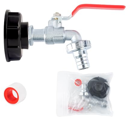 AWAVM Adaptateur de Réservoir IBC Connecteur à Filetage 1/2, Robinet Cuve 1000L Robinet Recuperateur Eau De Pluie, Robinet Sortie Raccord Vanne Robinet Raccords De Tuyau D'arrosag