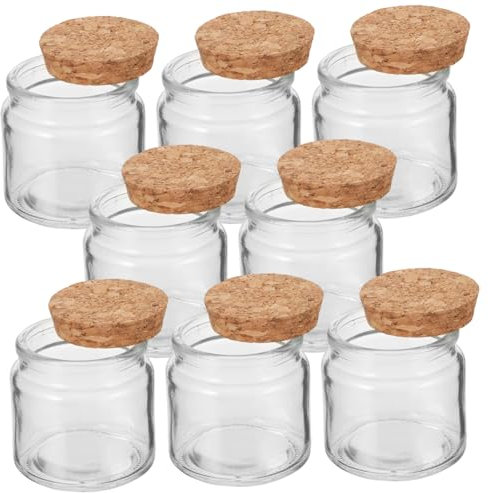 VILLCASE Tarros De Vela Vacíos De Vidrio Transparentes Con Tapa De Corcho, 8 Piezas, Candelabros Multiusos Para Aromaterapia, Decoración Del Hogar, Uso Manualidades y Almacenamiento