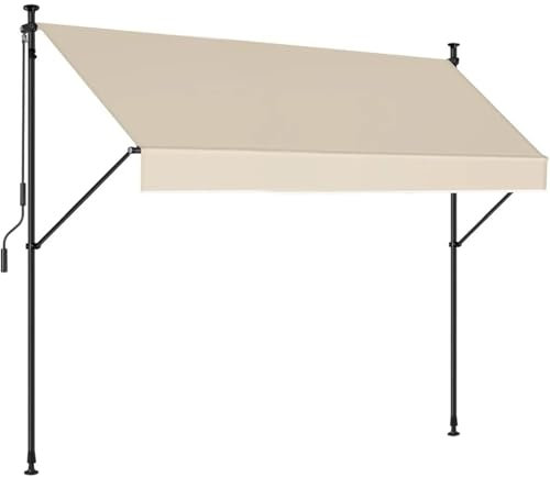 JMORCO Klemmmarkise Manuell einziehbare Markise – 118-Zoll-Sonnenschutz for den Außenbereich ohne Schrauben – Verstellbarer Pergola-Sonnenschutz mit UV-Schutz