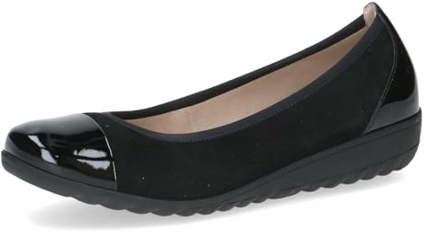 CAPRICE Ballerines Femme en Cuir à Talon compensé, Noir (Black Sue Comb), 40 EU