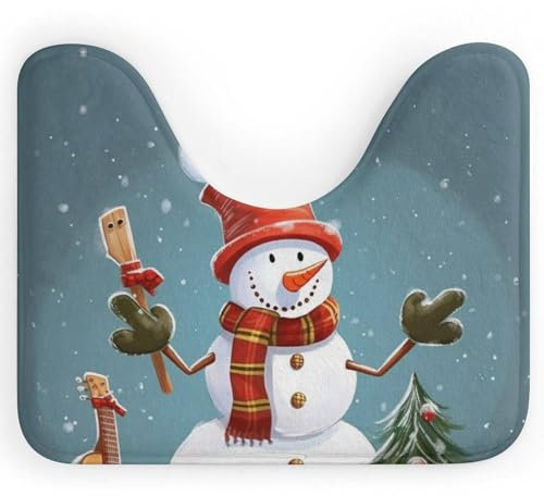 WC-Vorleger, Weihnachts-Schneemann, U-Form, Badematte, weicher Korallensamt, Badezimmerteppich, rutschfeste Bodenmatte, wasserabsorbierend, WC-Vorleger, niedliche Badewannenteppiche, maschinenwaschbar