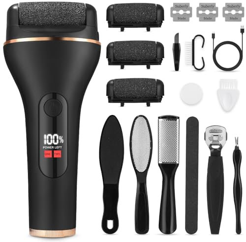 Zaxiva Elektrischer Hornhautentferner Füße, Hornhaut Entfernen Fuß Elektrisch, 18 Stück Fußpflege Set Professionell, Hornhauthobel Elektrisch mit 3 Ersatzrollen, IPX7 Wasserdichte Callus Remover