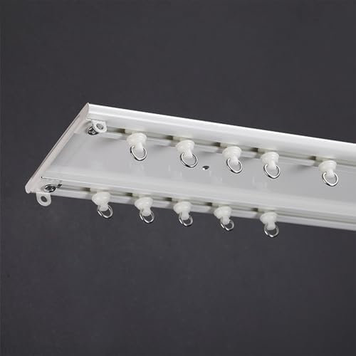 Schwarz Ultra Dünn Aluminium Gardinenschienensystem für Raumteiler Schiebegardine 2-läufiges Design ideal für Wohnzimmer oder Krankenhaus Flügelfenster 100cm Länge