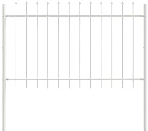vidaXL Trädgårdsstängsel med spetstopp - Vit - 170 x 80 cm - Metall - Hållbart och UV-beständigt stängsel för avskiljning och dekorativt bruk - Rektangulär och industriell gräns för terrassen