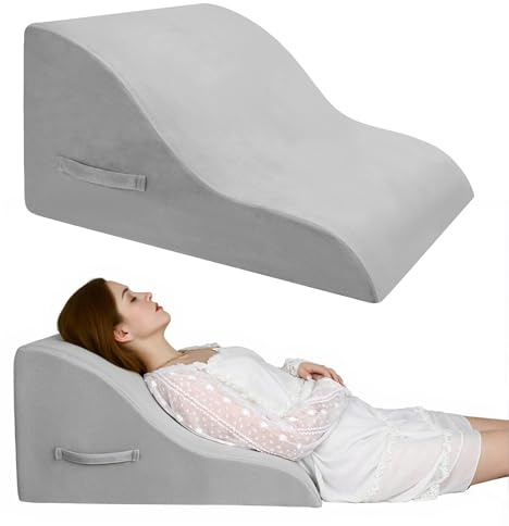 Babenest Kurvenform Keilkissen, Ergonomisches Orthopädisches Rückenkissen Hochdichter Schaumstoff Vielseitig Keilkissen für Bett & Sofa, Rückenkissen beim Geschenke Lesen (Grau)