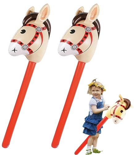 2 Stück Aufblasbares Pferd,Steckenpferd Bastelset,Steckenpferd Kinder,Folienballon Pferd,Hobby Horsing,Pferdekopf,Basteln,Pferde Luftballon,Stock Pferd,Stäbe,Pferde Deko Geburtstag (Rosa) ((rot))