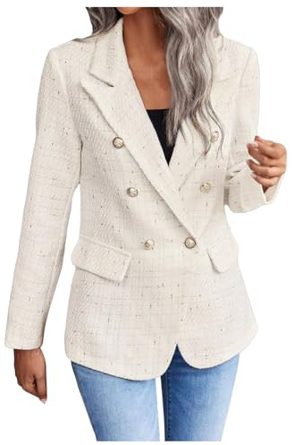 Damen Blazer, Jackett Casual Sweatblazer Frühling, Funky Einfaches Blaser Jacke Kurzblazer Damen Festlich Open Front Einfarbig Regular Fit Übergangsjacke Damen Blazer