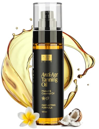 Active Luxe Anti-Age Tanning Oil – Bränningolja, 120 ml | Självbrunande, Anti-Age Effekt, Torrolja för snabb, naturlig bränna utan fläckar, Tropisk doft