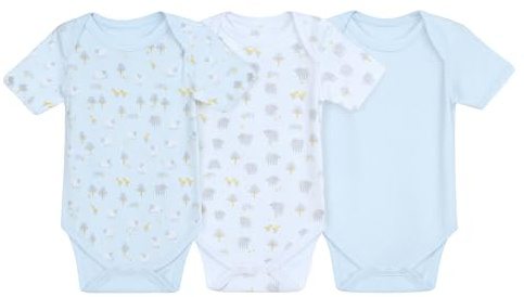 IMFAA Baby Bodysuits – Unisex Short Sleeve 100% Cotton Vests – Pack of 3 – Soft & Breathable Fabric – Easy Change Snap Closures – Newborn to 24 M (Col-11 Pack-3, 3-6 M)