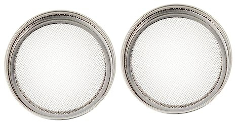 VICASKY Siebdeckel für Mason Jar aus Edelstahl 3,39 Zoll Weithals mit Mesh Filter 2 Stück Geeignet für Keimung von Brokkoli Alfalfa und Bohnensprossen