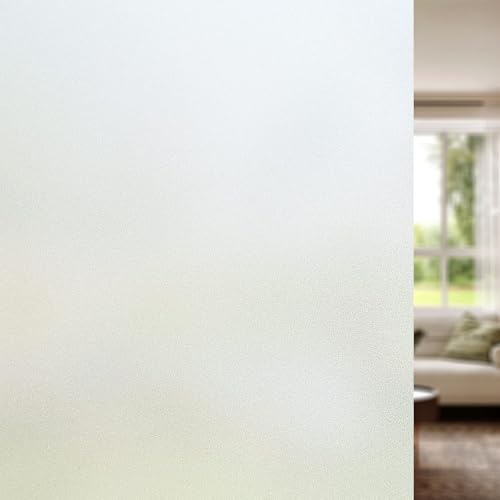 Fensterfolie Blickdicht Milchglasfolie Sichtschutzfolie 35 x 300 cm Ohne Klebstoff Statisch Haftend Wiederverwendbar Fenster Milchglasfolie für Zuhause Büro, Rein matt