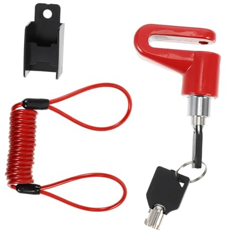 SOPOTUTU Candado De Freno De Disco para Motocicleta y Bicicleta con Cable Recordatorio Rojo, Acero y PVC, Resistente Al Agua, Antirrobo Seguro para Uso Exterior y Viaje