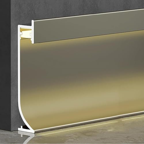 Battiscopa A LED In Alluminio E Metallo, Battiscopa A Luce Diretta Con Trasformatore Per Home Theater, Soggiorno, Camera Da Letto Installazione Semplice(Dumb blue gold,1.2m/3.9 ft)