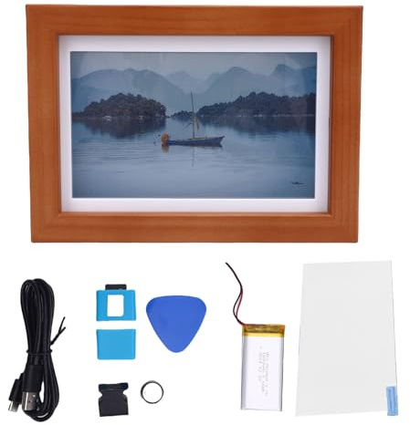 Jenngaoo E Paper Display Photo Frame B Type E6 7,3 Pollici 800x480 Legno, Tecnologia Spettri6 a Colori Completi con Batteria a Lunga Durata per Aggiornamento Programmabile, Design