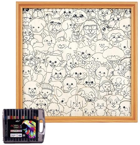 YNPQTDS Cadre Photo en Bois à Peindre - 30 x 30 cm - Puzzle à Peindre soi-même - Puzzle en Bois à Peindre - pour et Filles - Collectionneurs - Réunion de Famille - Soirée de Jeu - Vacances