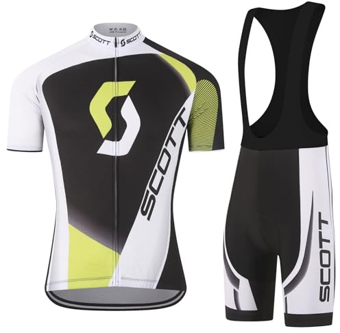 SIKLIN Rennrad Trikot Kurzarm Herren Set, Fahrradbekleidung Herren mit 5D-Gelpolster, Fahrradtrikot mit 5 Taschen Sommer